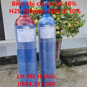 Bình khí chuẩn O2 18% H2S 100ppm CH4 LE 50%