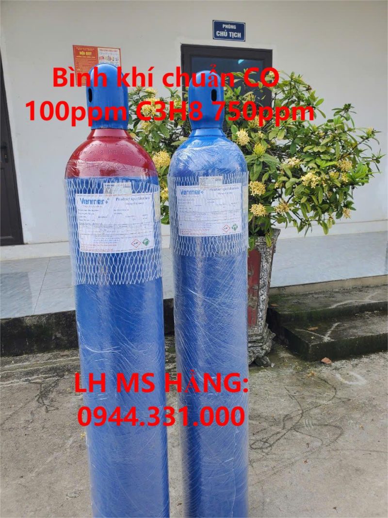 Bình khí chuẩn CO 100ppm C3H8 750ppm