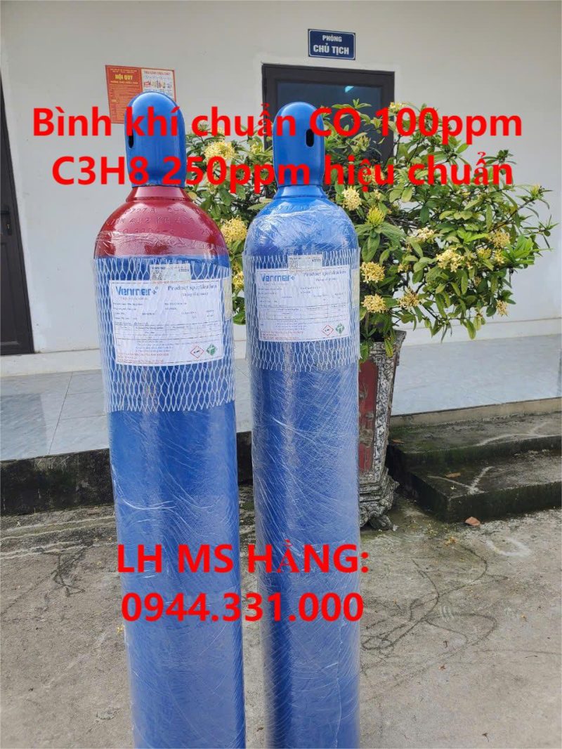 Bình khí chuẩn CO 100ppm C3H8 250ppm hiệu chuẩn