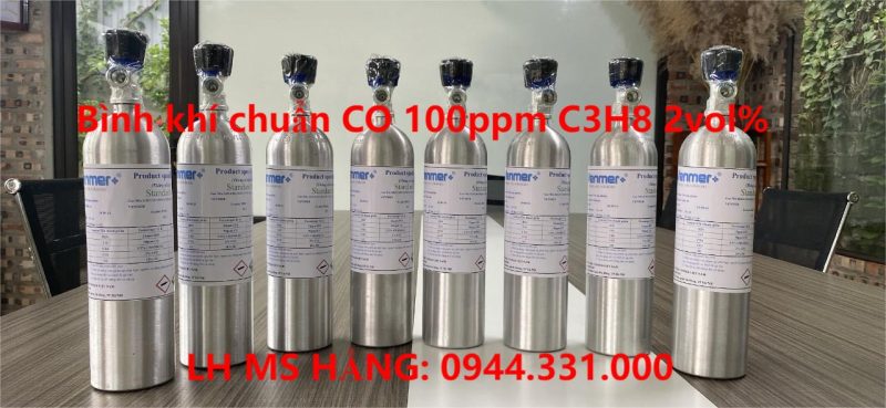 Bình khí chuẩn CO 100ppm C3H8 2vol%