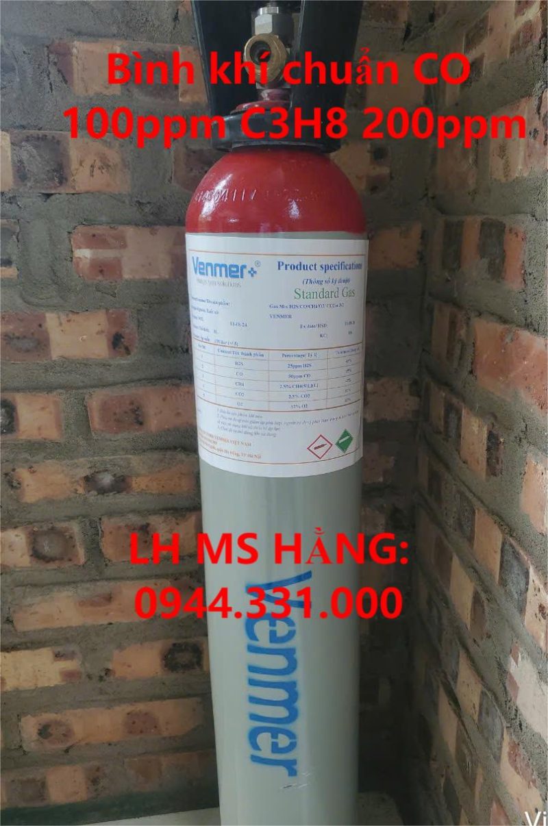 Bình khí chuẩn CO 100ppm C3H8 200ppm