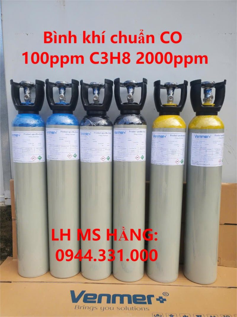 Bình khí chuẩn CO 100ppm C3H8 2000ppm