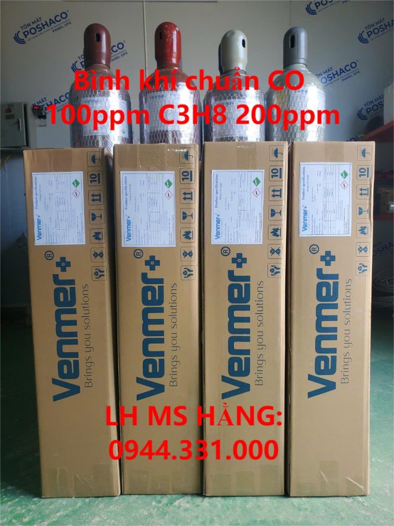 Bình khí chuẩn CO 100ppm C3H8 200ppm