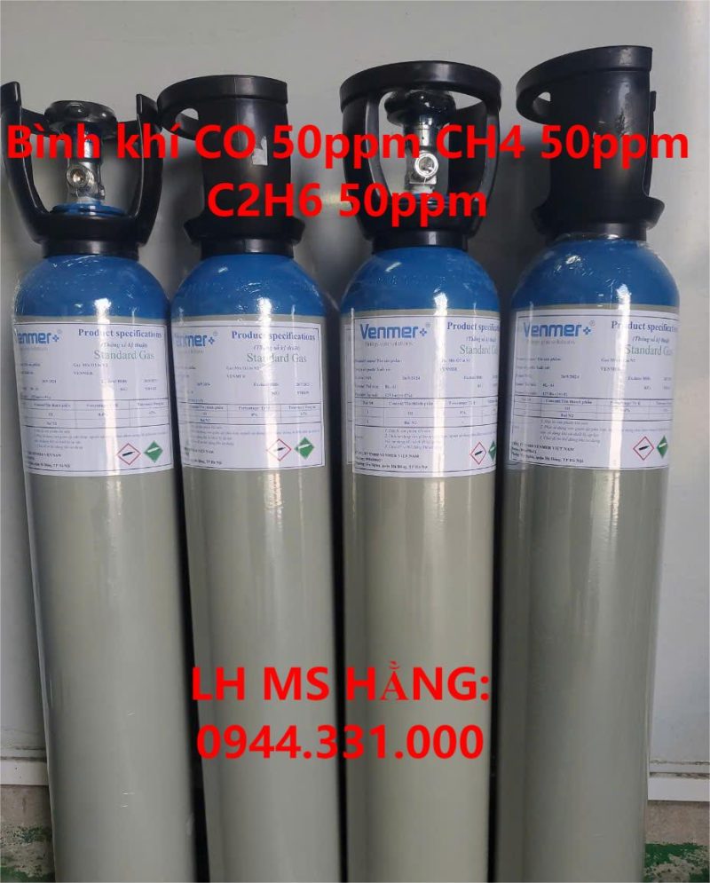 Bình khí CO 50ppm CH4 50ppm C2H6 50ppm 