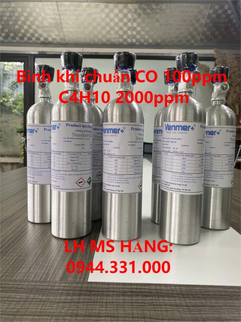 Bình khí chuẩn CO 100ppm C4H10 2000ppm