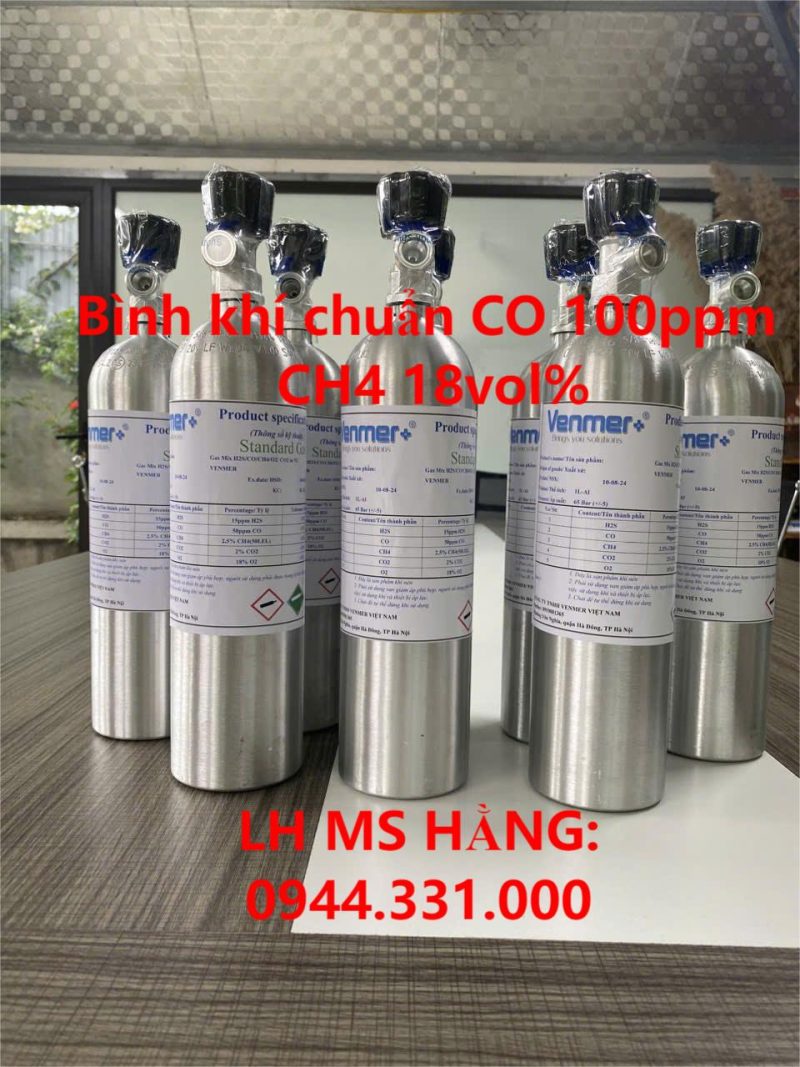 Bình khí chuẩn CO 100ppm CH4 18vol%