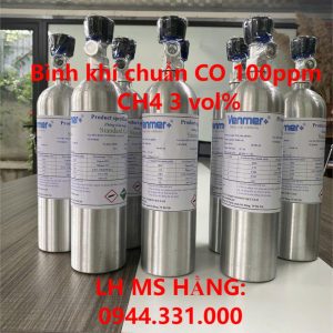 Bình khí chuẩn CO 100ppm CH4 3 vol%