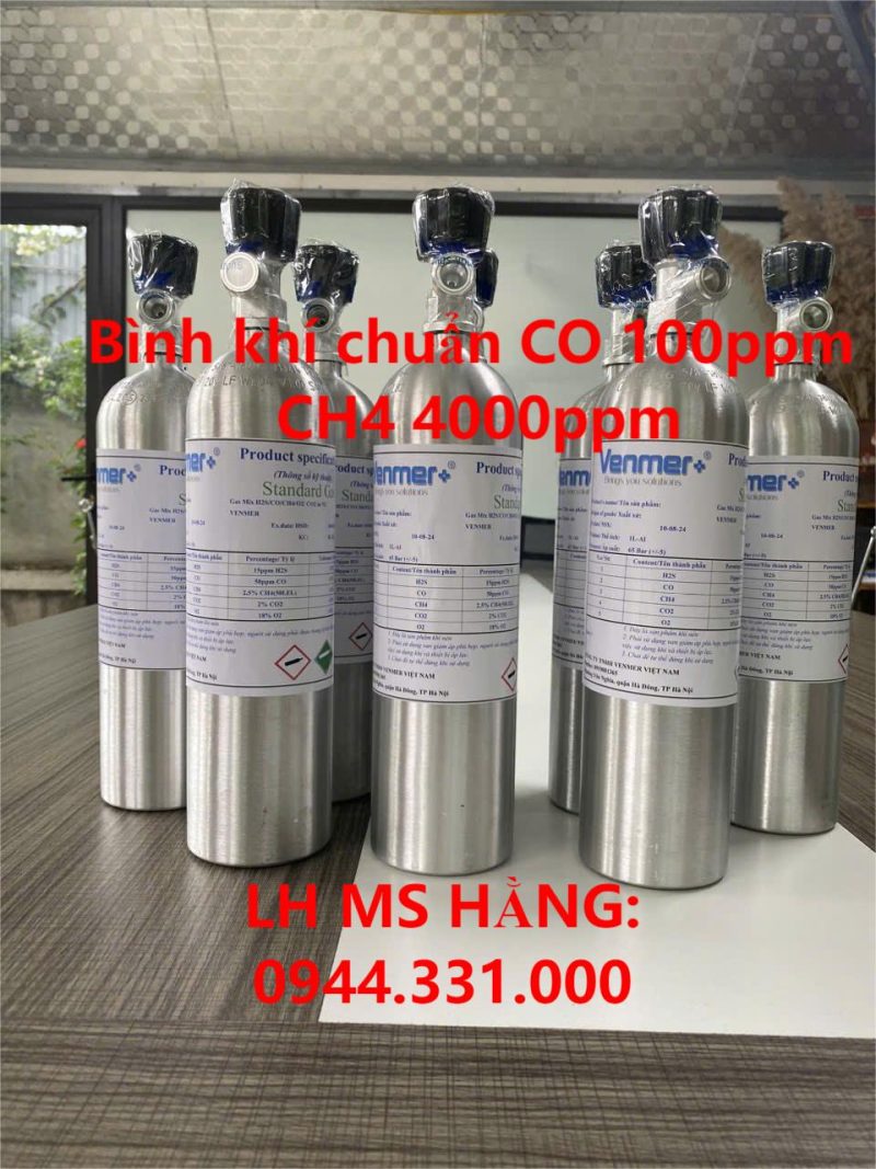 Bình khí chuẩn CO 100ppm CH4 4000ppm