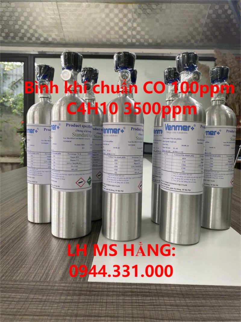 Bình khí chuẩn CO 100ppm C4H10 3500ppm