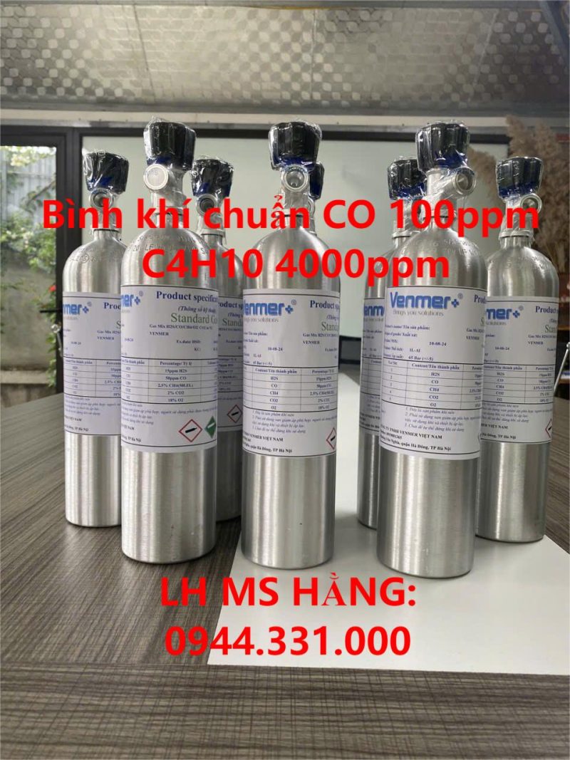 Bình khí chuẩn CO 100ppm C4H10 4000ppm