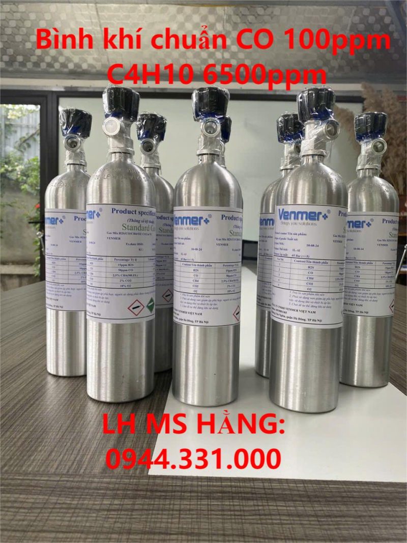 Bình khí chuẩn CO 100ppm C4H10 6500ppm