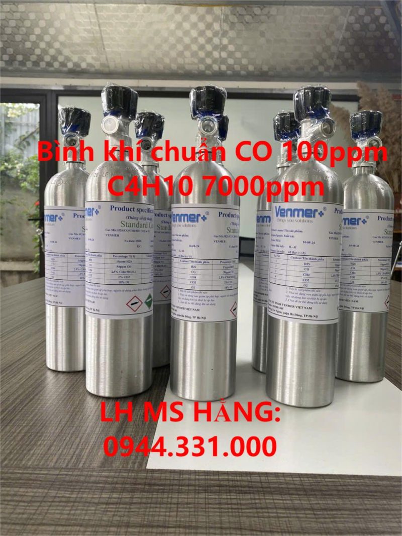 Bình khí chuẩn CO 100ppm C4H10 7000ppm