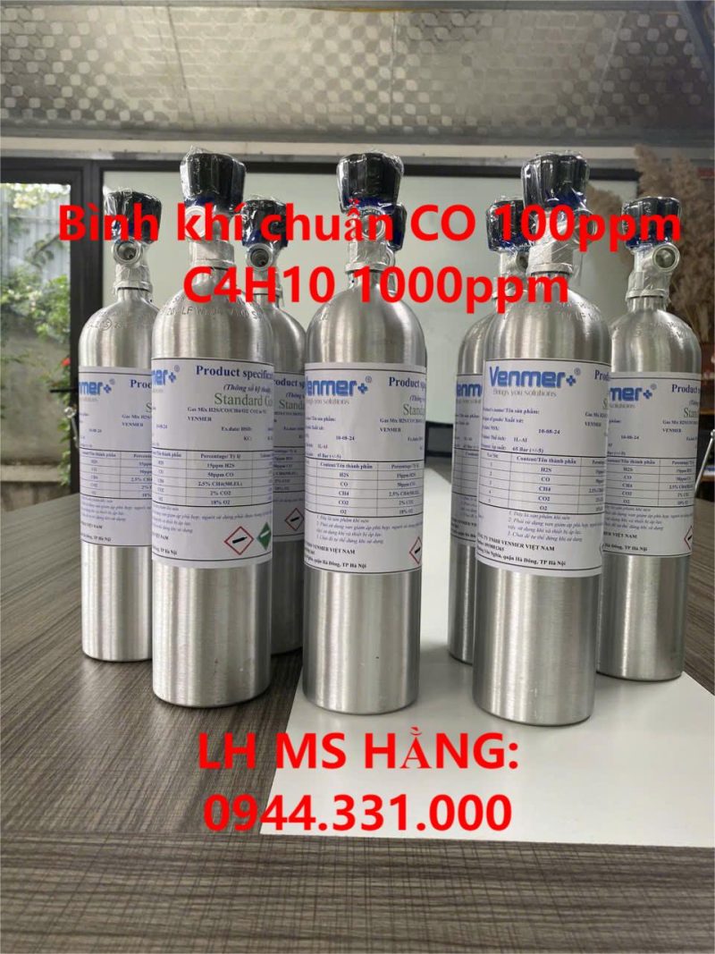 Bình khí chuẩn CO 100ppm C4H10 1000ppm