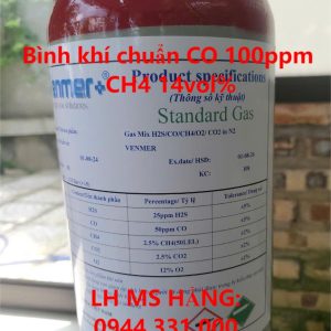 Bình khí chuẩn CO 100ppm CH4 14vol%