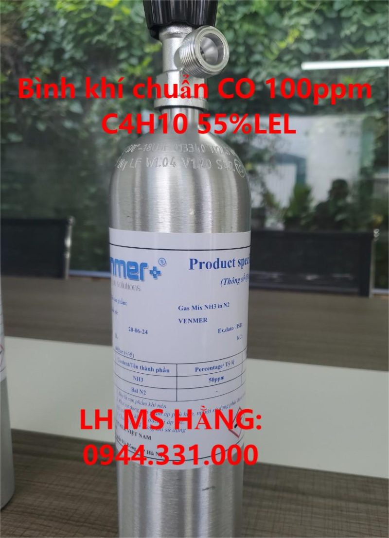 Bình khí chuẩn CO 100ppm C4H10 55%LEL