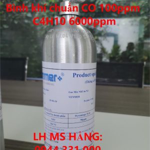 Bình khí chuẩn CO 100ppm C4H10 6000ppm