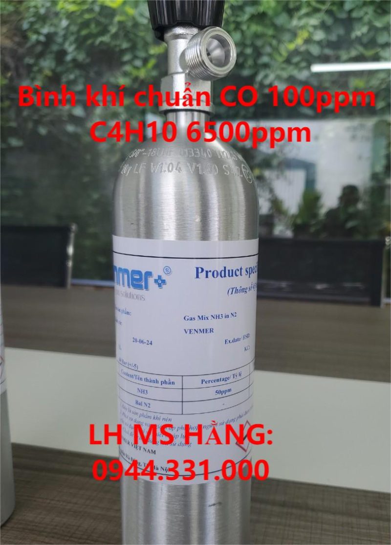 Bình khí chuẩn CO 100ppm C4H10 6500ppm