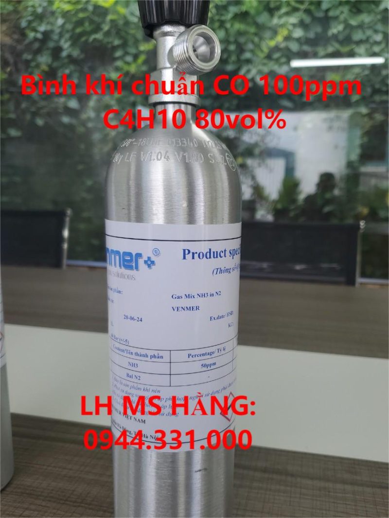 Bình khí chuẩn CO 100ppm C4H10 80vol%