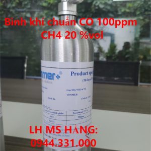 Bình khí chuẩn CO 100ppm CH4 20 %vol