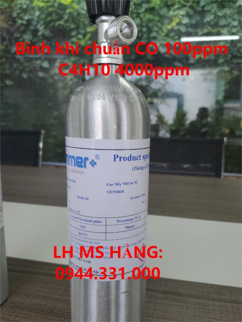 Bình khí chuẩn CO 100ppm C4H10 4000ppm