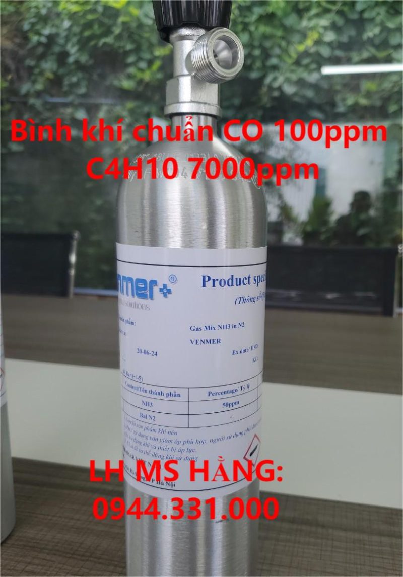 Bình khí chuẩn CO 100ppm C4H10 7000ppm