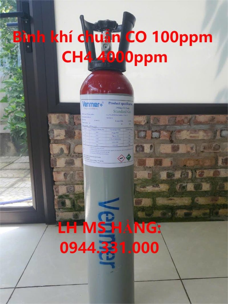 Bình khí chuẩn CO 100ppm CH4 4000ppm