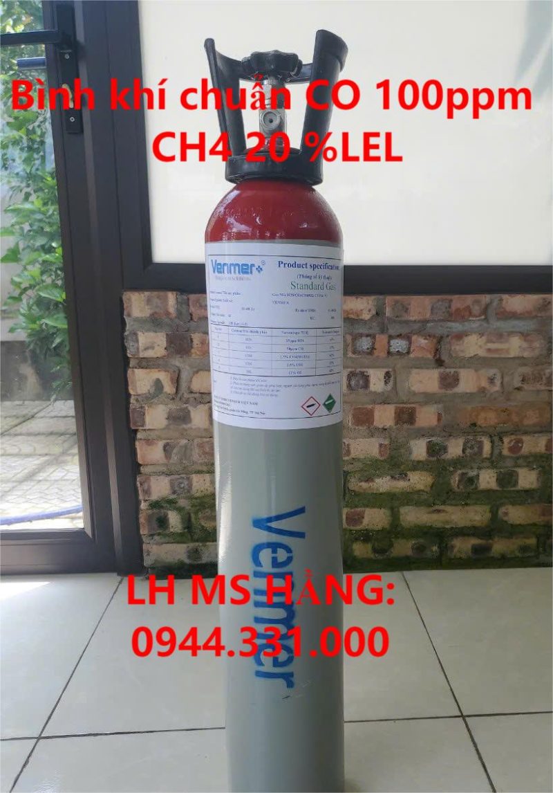 Bình khí chuẩn CO 100ppm CH4 20 20%LEL