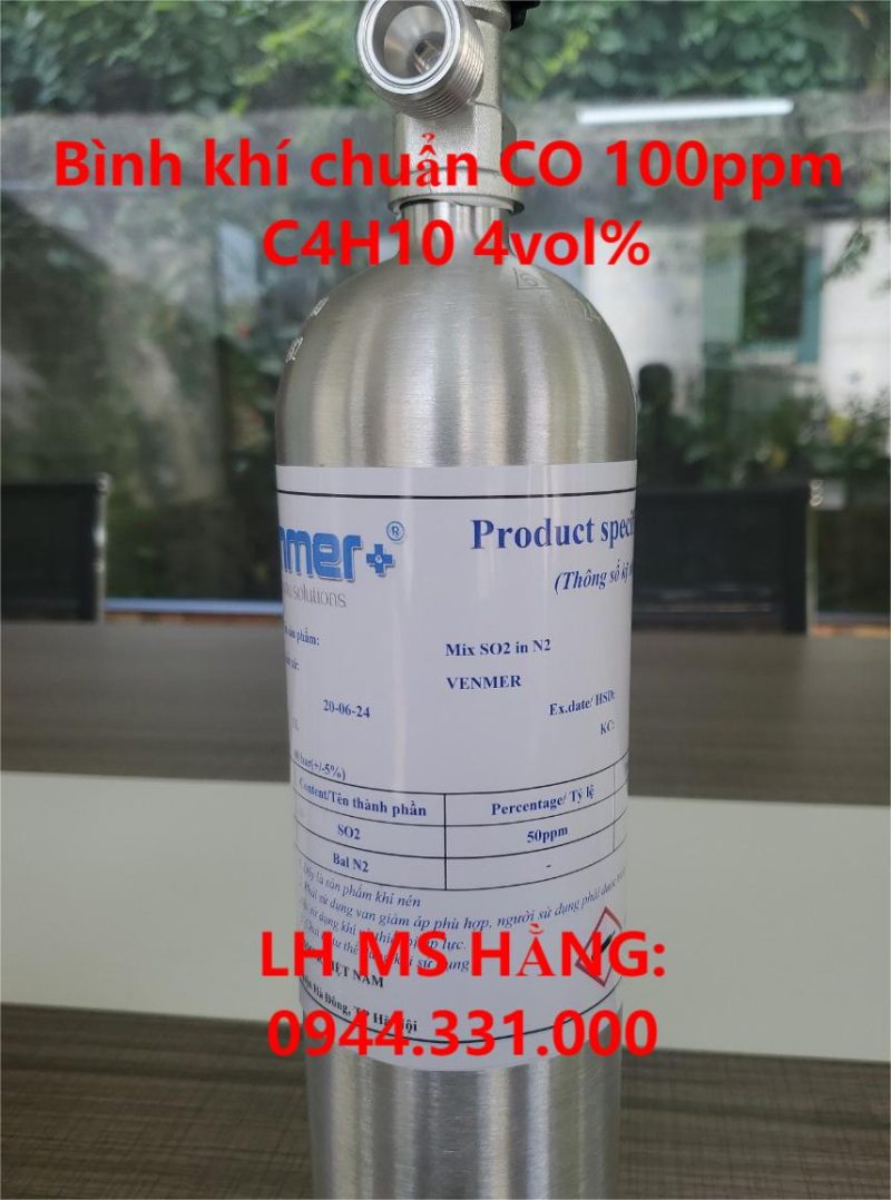 Bình khí chuẩn CO 100ppm C4H10 4vol%