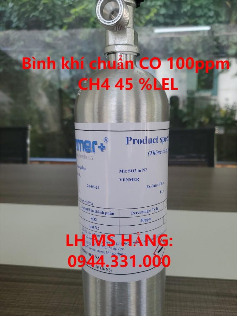 Bình khí chuẩn CO 100ppm CH4 45 %LEL