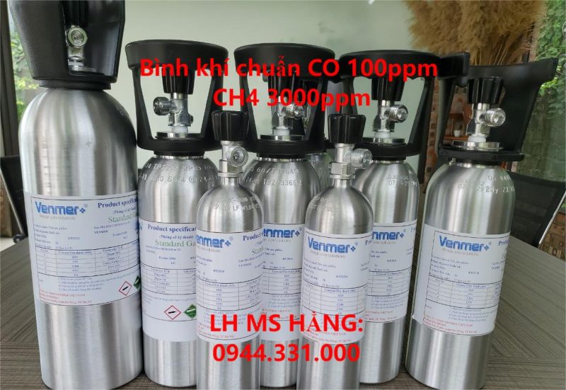 Bình khí chuẩn CO 100ppm CH4 3000ppm