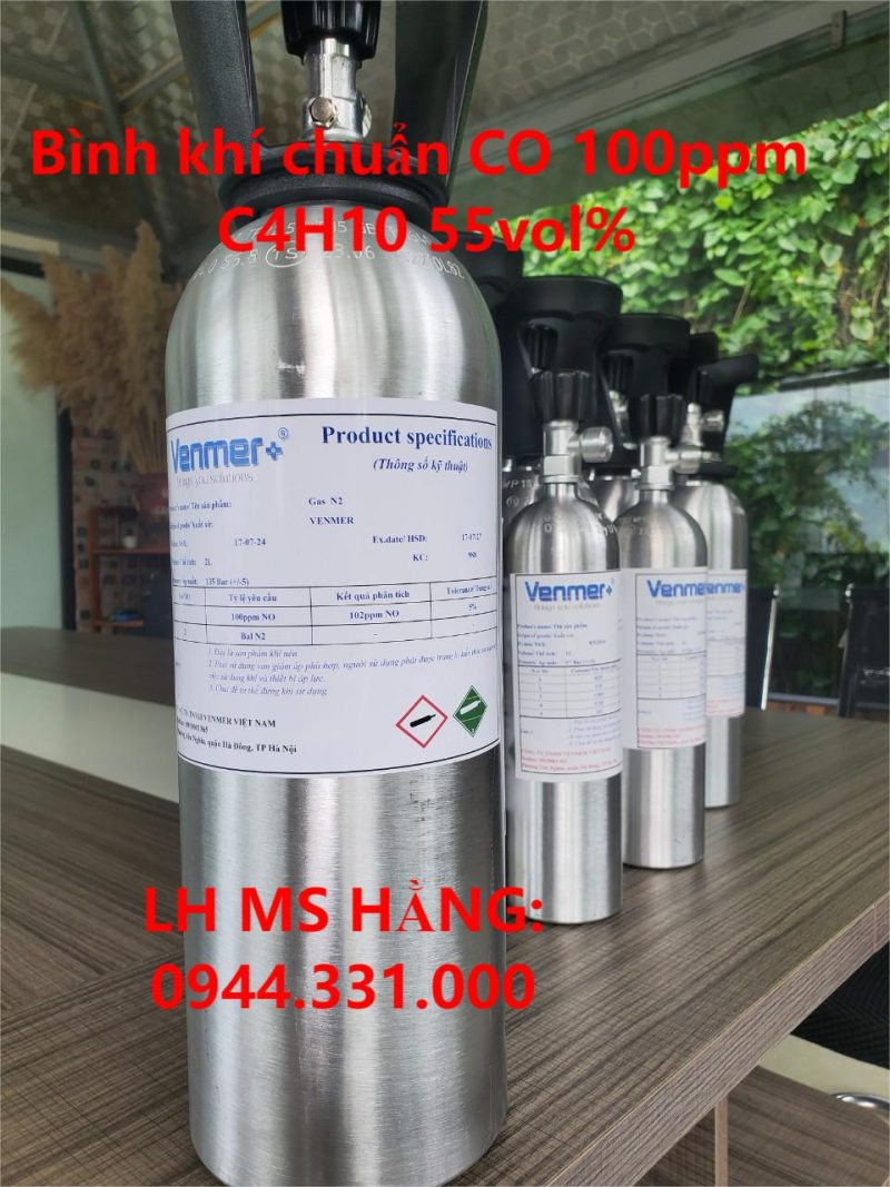 Bình khí chuẩn CO 100ppm C4H10 55vol%