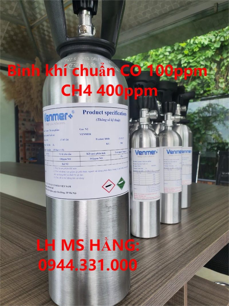 Bình khí chuẩn CO 100ppm CH4 400ppm