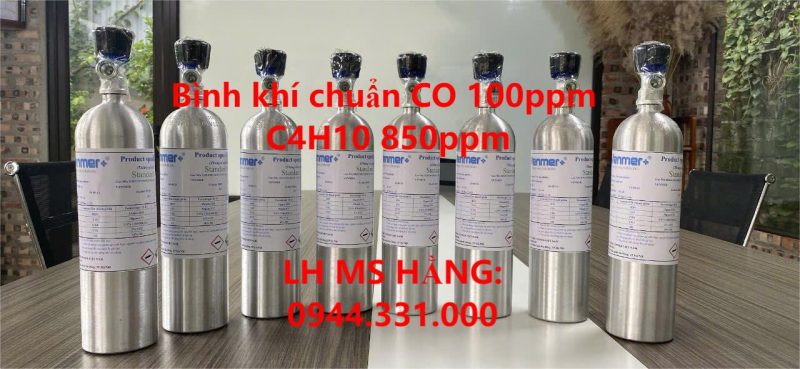 Bình khí chuẩn CO 100ppm C4H10 850ppm