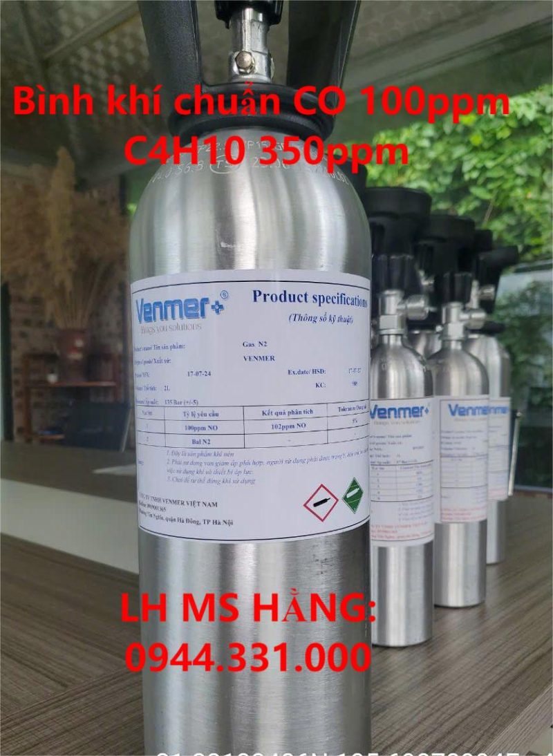 Bình khí chuẩn CO 100ppm C4H10 350ppm