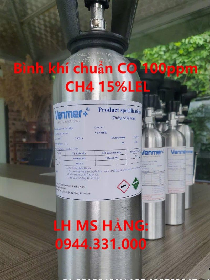 Bình khí chuẩn CO 100ppm CH4 15%LEL