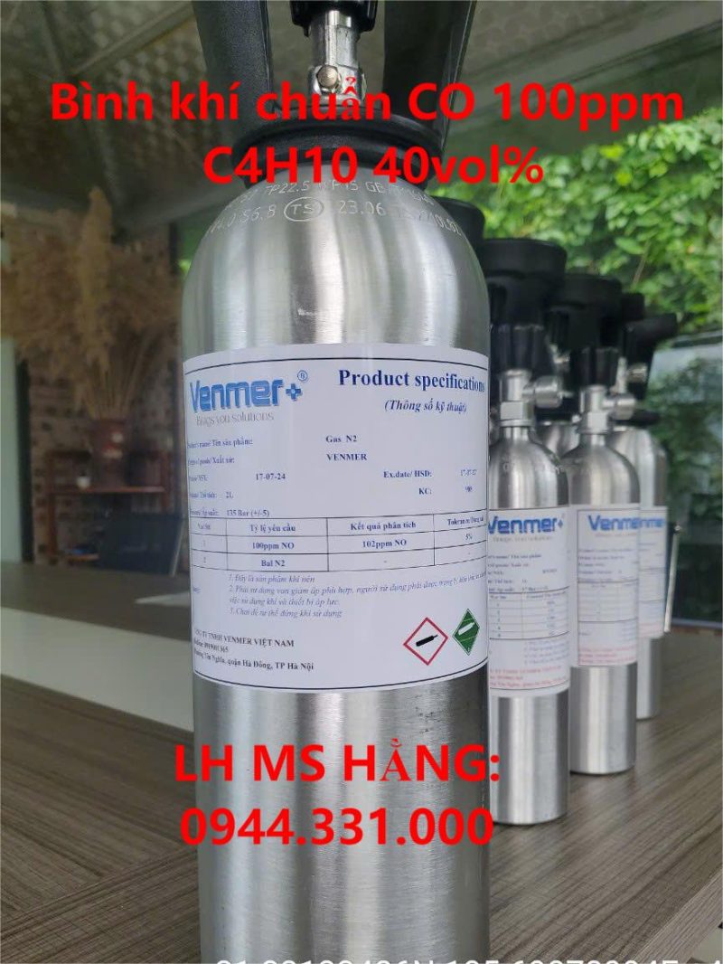 Bình khí chuẩn CO 100ppm C4H10 40vol%