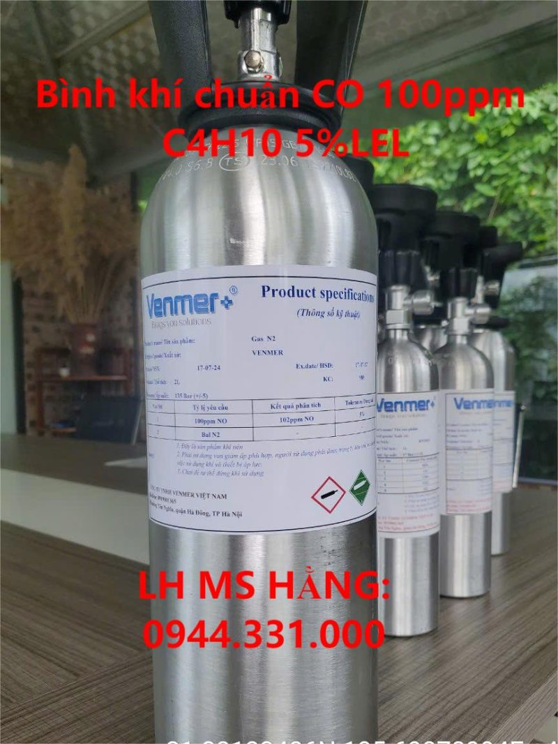 Bình khí chuẩn CO 100ppm C4H10 5%LEL