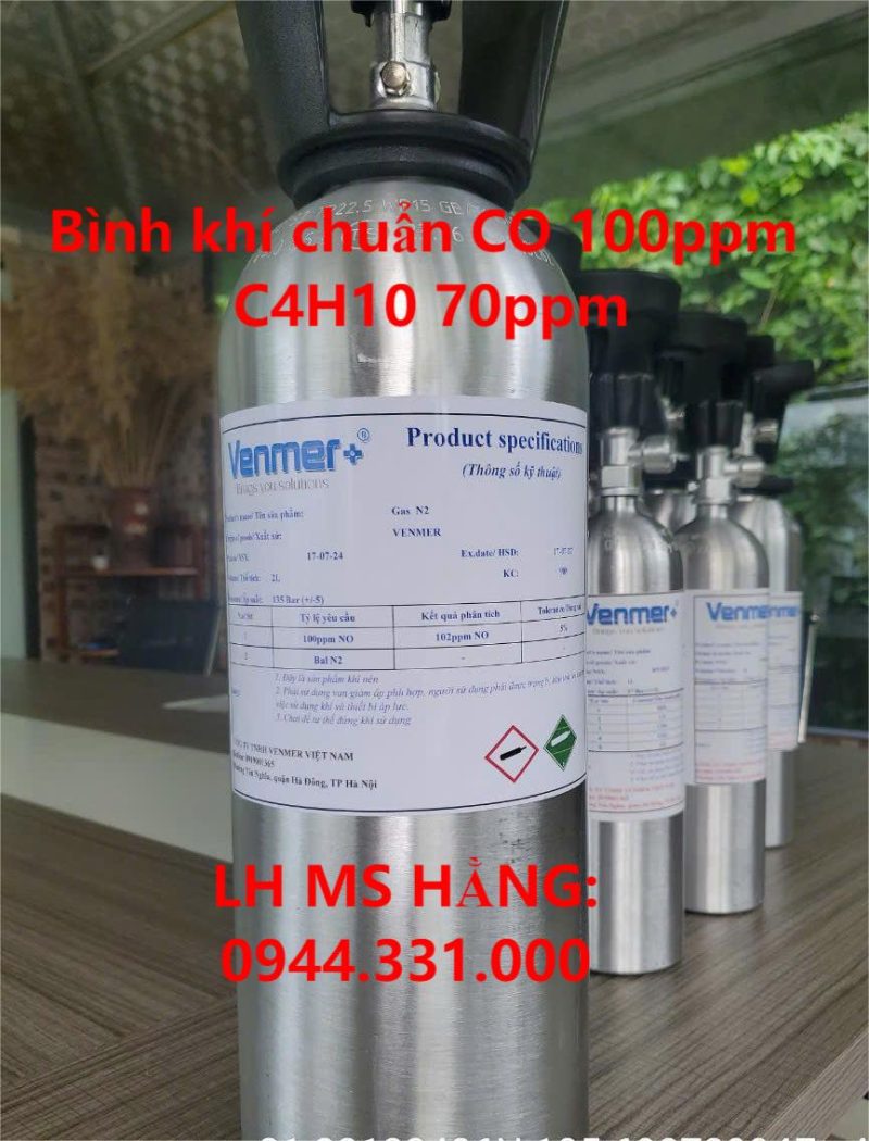 Bình khí chuẩn CO 100ppm C4H10 70ppm