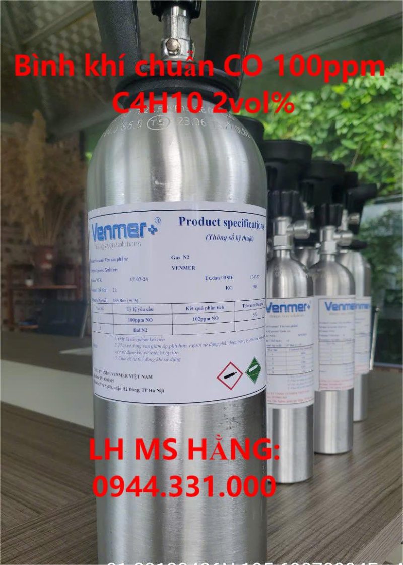 Bình khí chuẩn CO 100ppm C4H10 2vol%