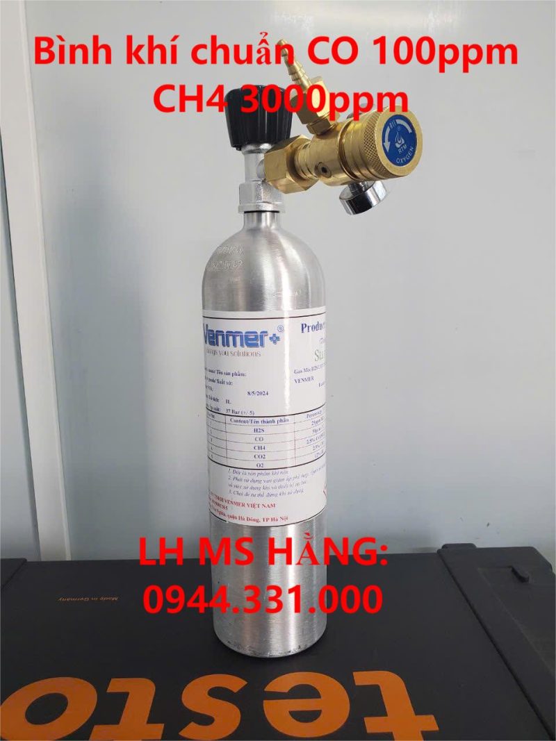 Bình khí chuẩn CO 100ppm CH4 3000ppm