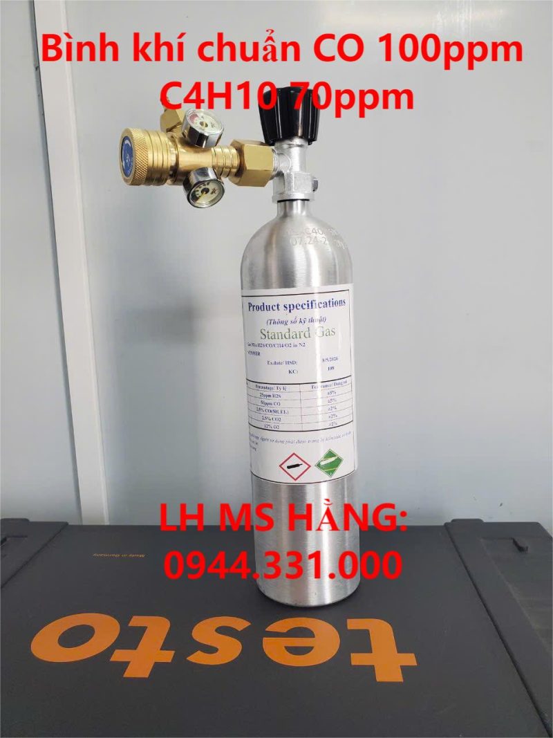 Bình khí chuẩn CO 100ppm C4H10 70ppm