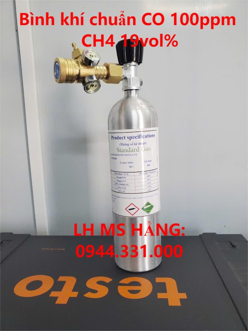 Bình khí chuẩn CO 100ppm CH4 19vol%