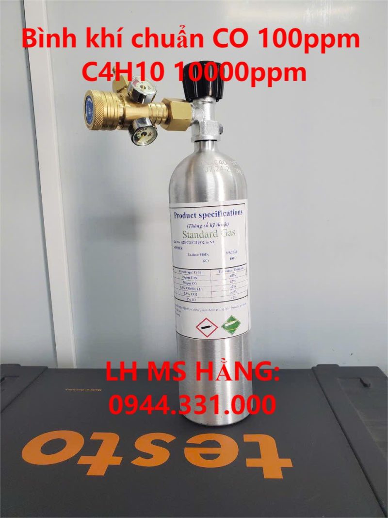 Bình khí chuẩn CO 100ppm C4H10 10000ppm