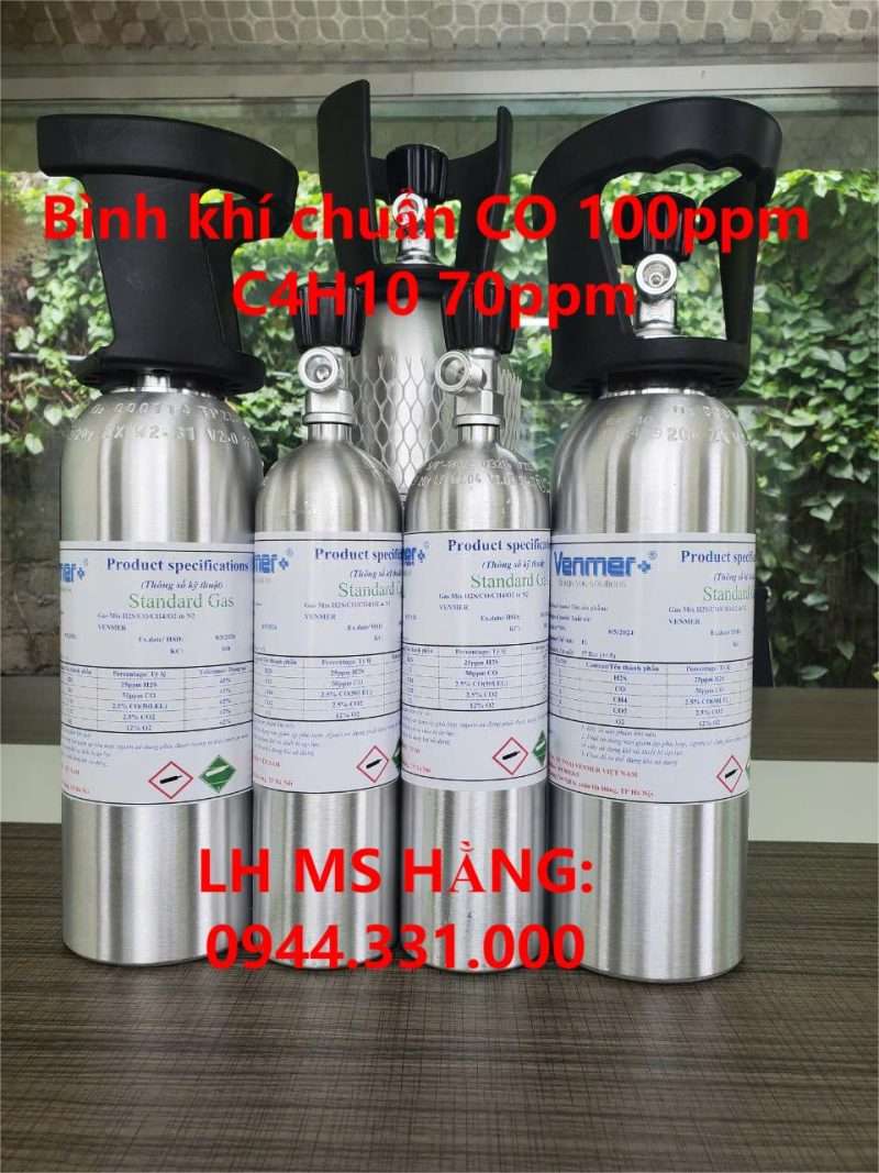 Bình khí chuẩn CO 100ppm C4H10 70ppm