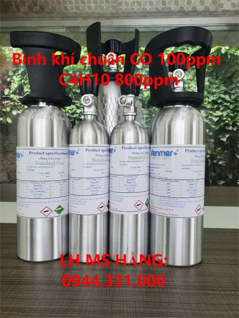 Bình khí chuẩn CO 100ppm C4H10 800ppm