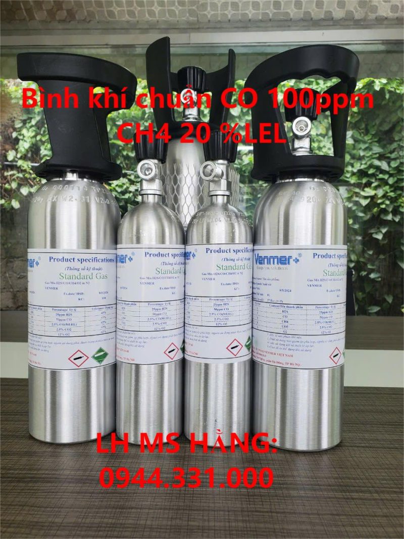 Bình khí chuẩn CO 100ppm CH4 20 %LEL