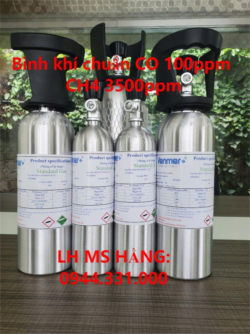 Bình khí chuẩn CO 100ppm CH4 3500ppm