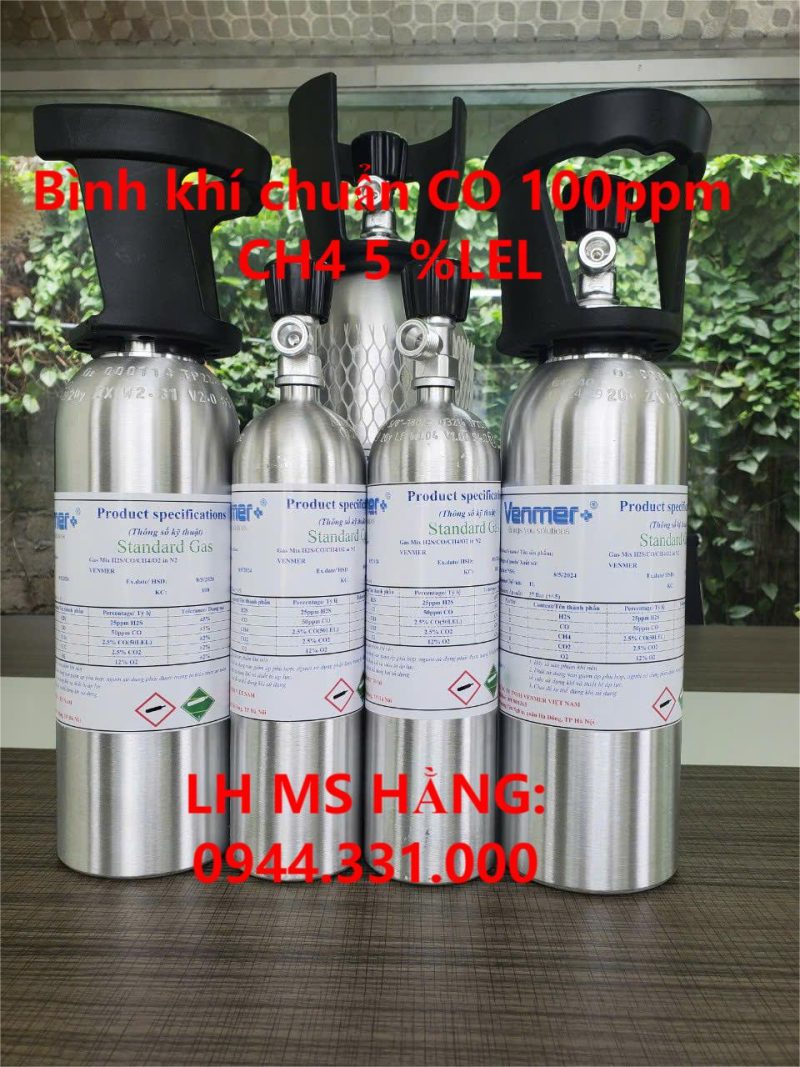 Bình khí chuẩn CO 100ppm CH4 5 %LEL