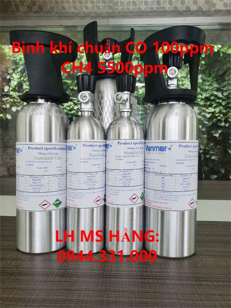 Bình khí chuẩn CO 100ppm CH4 5500ppm