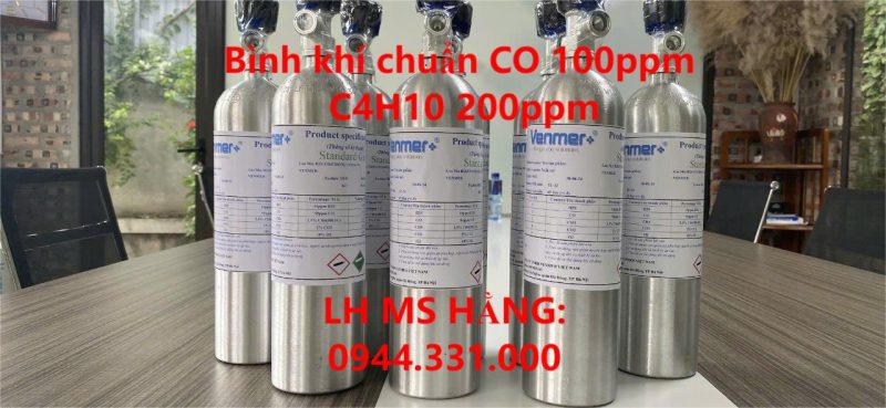 Bình khí chuẩn CO 100ppm C4H10 200ppm